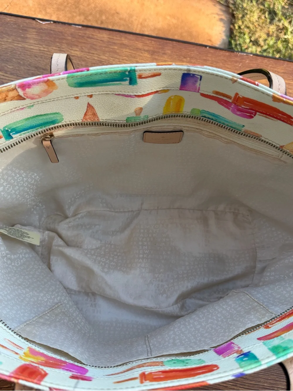 Kate Spade Flavor of the Month Ice Cream Print Large Tote Bag Multicolor